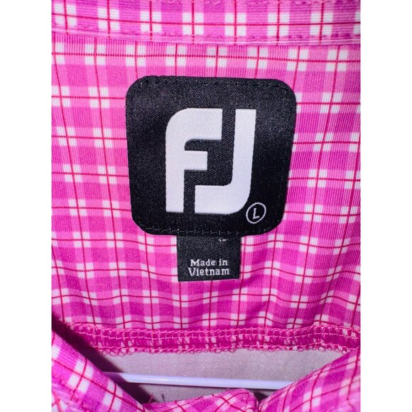 NWT FJ Lisle Pattern Ice Berry Pink Checkered Golf Polo Moisture Wicking Shirt - Picture 3 of 10